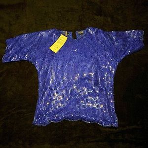Pure Silk Beaded top- Royal Blue- Size 6